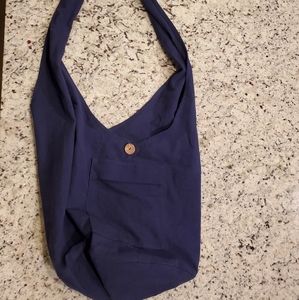 Navy blue boho bag beach bag deep bucket bag